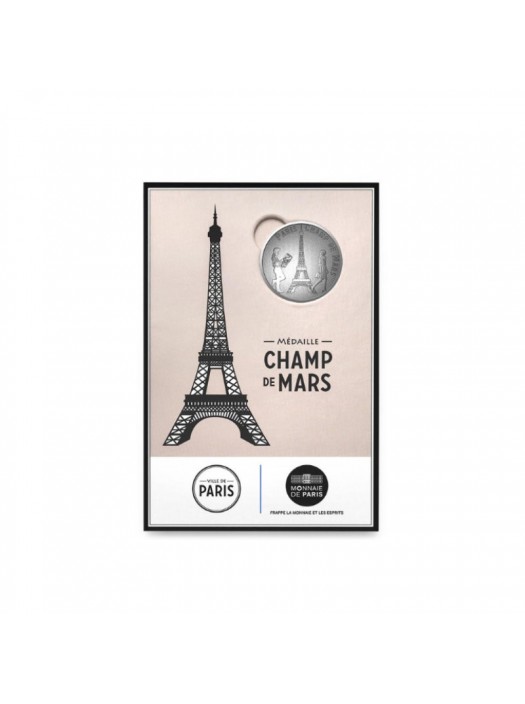Cartelette Tour Eiffel Champs de Mars avec Mini-Médaille Cartelette Tour Eiffel Champs de Mars avec Mini-Médaille