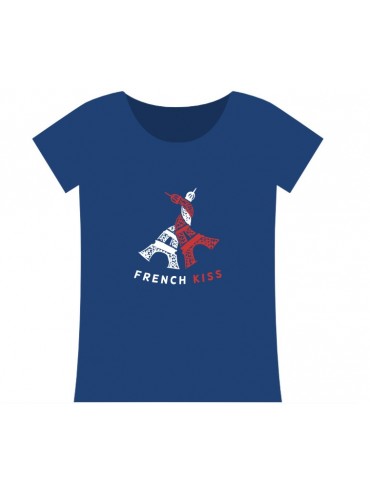 Tee-Shirt 100% Coton French Kiss Bleu Made in France