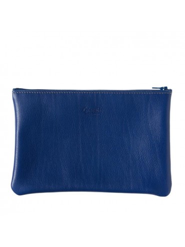 Blue Upcycling Cowhide Leather Pouch - Larmorie