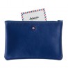 Blue Upcycling Cowhide Leather Pouch - Larmorie