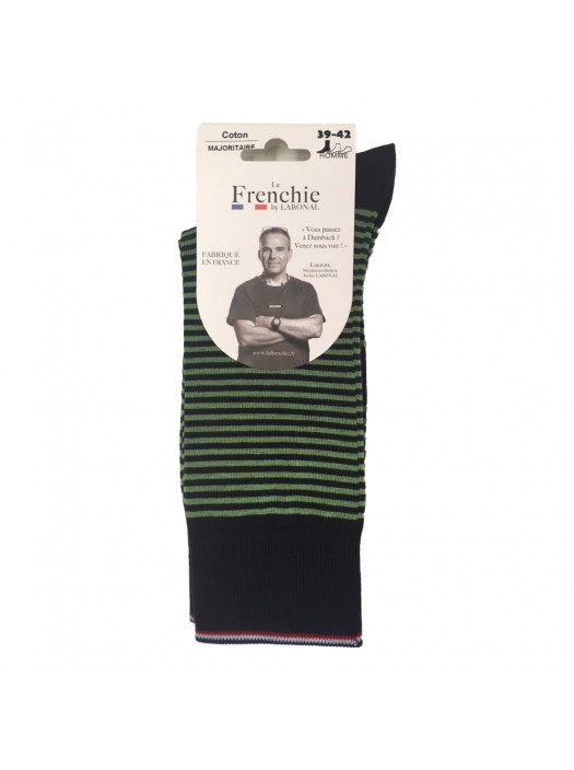 Navy/Green Stripe Socks for Men La Frenchie Navy/Green Stripe Socks for Men La Frenchie