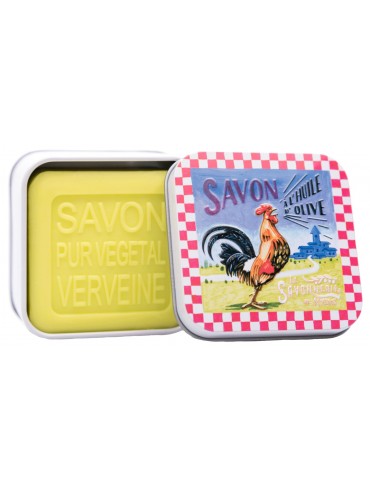 Soap 100g  Vintage Metal Box French Rooster - Scented Verbena