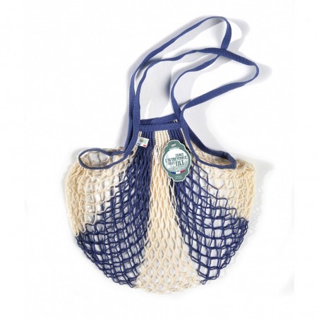 Shopping String Bag Blue and White