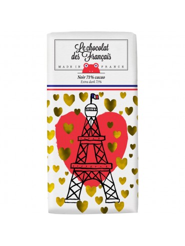 Chocolat Noir Bio Tablette Tour Eiffel Coeur Fabriqué en France