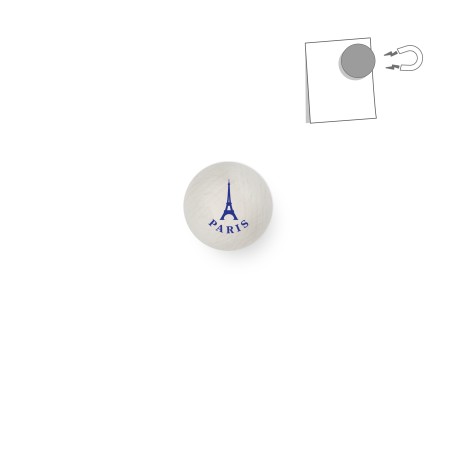 Wooden Ball Magnet Eiffel Tower - White Wooden Ball Magnet Eiffel Tower - White