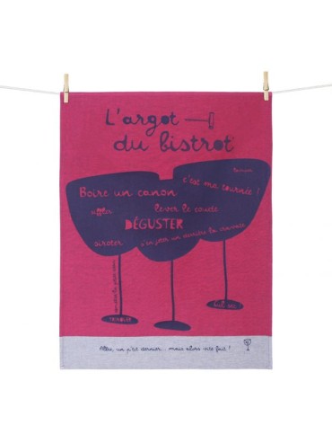 Woven Tea Towel Slang of the Bistro 100% Cotton Made in France