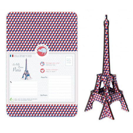 DIY wooden Eiffel Tower Blue White Red – Made in France