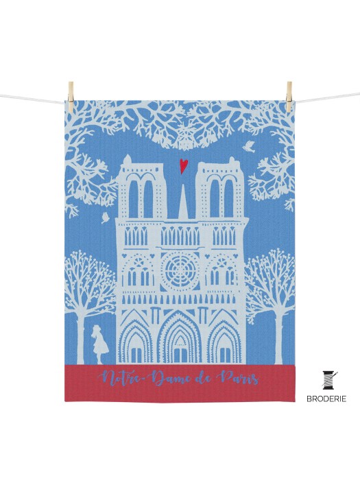 Woven Tea Towel Notre-Dame de Paris 100% Cotton Made in France