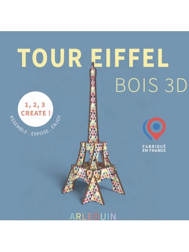 Tour Eiffel en Bois à Monter Arlequin - Fabriquée en France