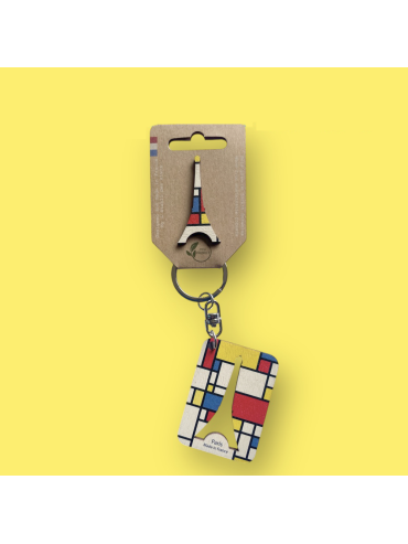 Combo Porte-Clés et Pins en Bois Mondrian - Fabriqué en France