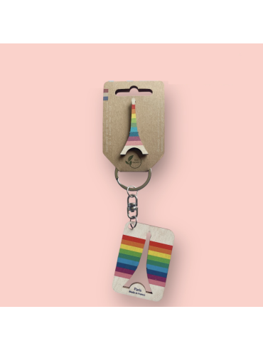 2 in 1 Wooden Pin and Keyring Rainbow Made in France