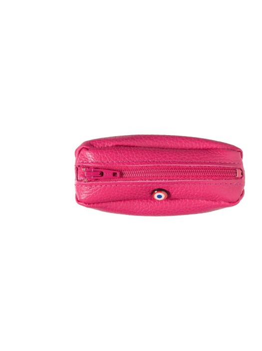 Grained Leather Pink Vintage Leather Wallet Made in France