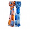 Eiffel Tower Silk Scarf Damier Pattern - Orange Made in France