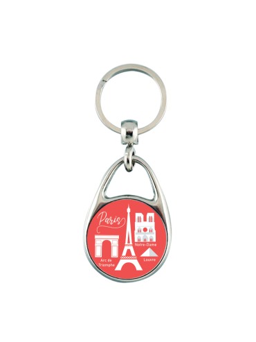 Keyring Recto Verso Paris Blue White Red Made in France