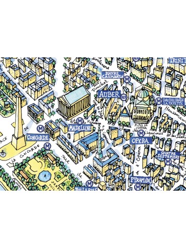 Illustrated Paris Map to Display Made in France