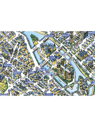 Illustrated Paris Map to Display Made in France