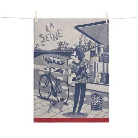 Woven Tea Towel The Seine 100% Cotton Made in France Woven Tea Towel The Seine 100% Cotton Made in France