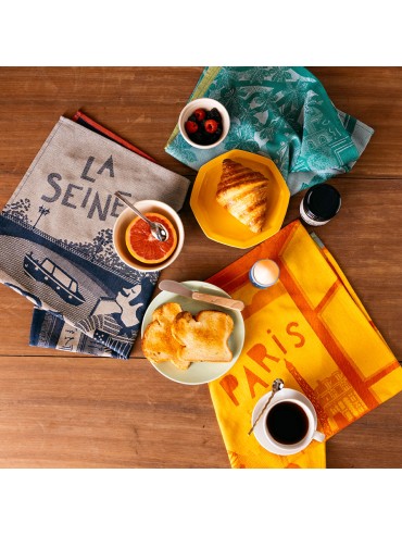 Woven Tea Towel The Seine 100% Cotton Made in France