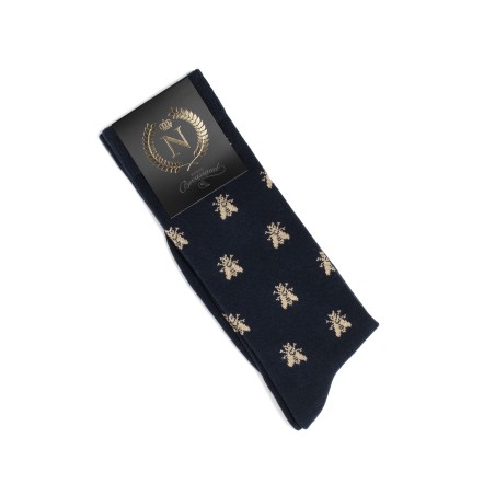 Napoleon Socks - Golden Bees - Navy Blue Made in France Napoleon Socks - Golden Bees - Navy Blue Made in France