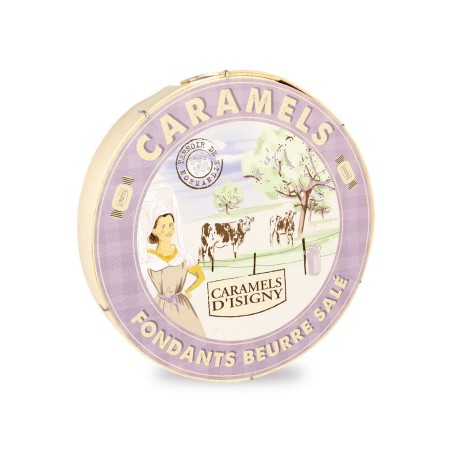 Caramels Fondants au Beurre Salé d'Isigny Boîte Camembert 150g Fabriqués en France Caramels Fondants au Beurre Salé d'Isigny Boîte Camembert 150g Fabriqués en France