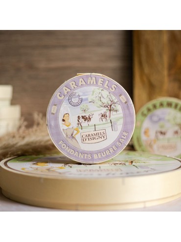 Caramels Fondants au Beurre Salé d'Isigny Boîte Camembert 150g Fabriqués en France
