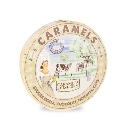 Assortiments Caramels Beurre Salé d'Isigny Boîte Camembert 150g Fabriqués en France Assortiments Caramels Beurre Salé d'Isigny Boîte Camembert 150g Fabriqués en France