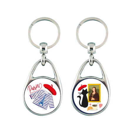 Keyring Recto Verso Cat in The Museum Made in France Keyring Recto Verso Cat in The Museum Made in France