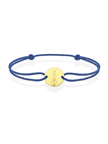 Cord Bracelet Golden Eiffel Tower - Memento Kiss Made in France