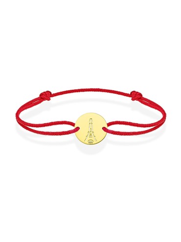Cord Bracelet Golden Eiffel Tower - Memento Kiss Made in France