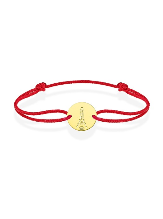 Cord Bracelet Golden Eiffel Tower - Memento Kiss Made in France