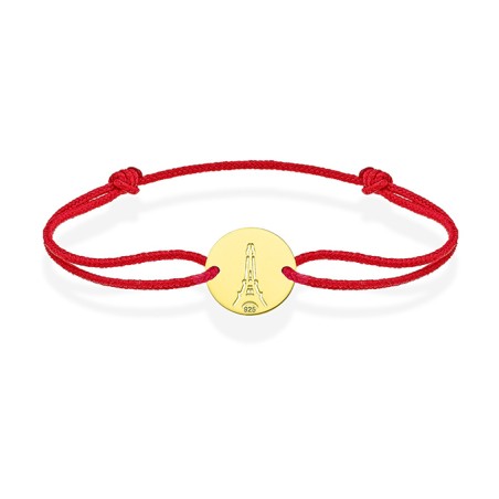 Cord Bracelet Golden Eiffel Tower - Memento Kiss Made in France