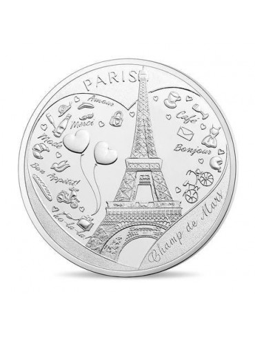 Eiffel Tower Champs de Mars postcard with Mini-Medal