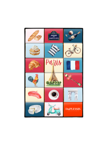 Paris Stamps Neapolitan Chocolate Box - Milk Chocolate - Made in France