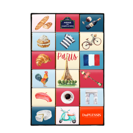 Paris Stamps Neapolitan Chocolate Box - Milk Chocolate - Made in France