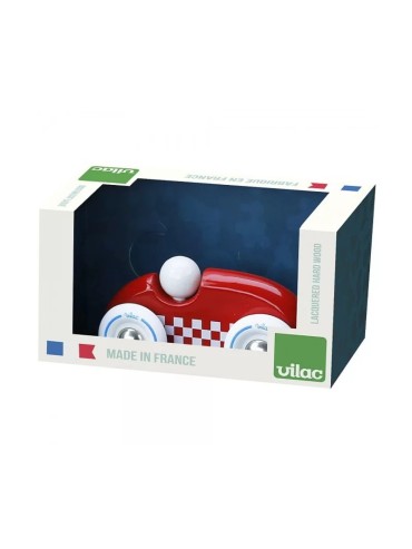 Red Mini Rally Wooden Car Made in France
