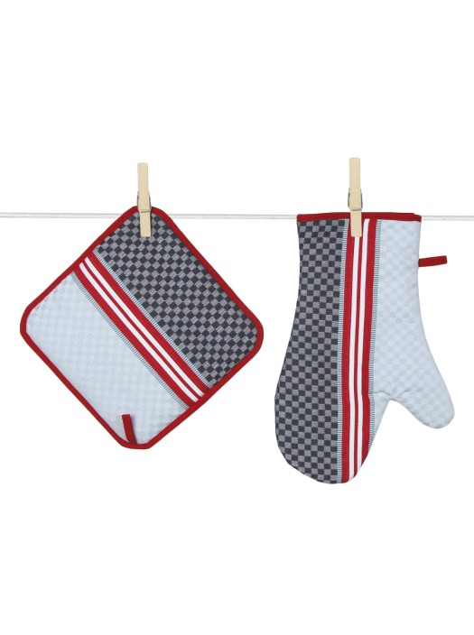 Oven Glove and Potholder Ciboulette Blue Made in France