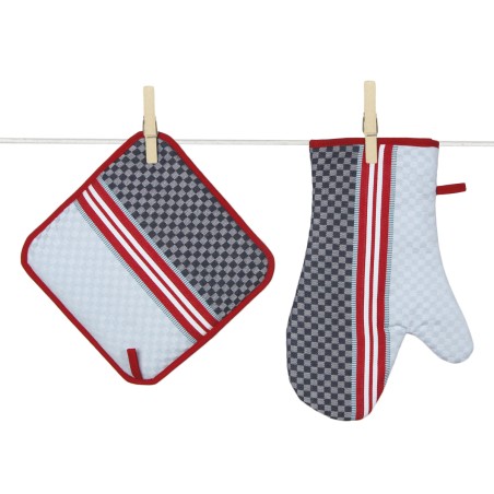 Oven Glove and Potholder Ciboulette Blue Made in France