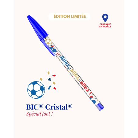 Stylo BIC Cristal Foot Encre Bleue - Allez Allez Allez Fabriqué en France