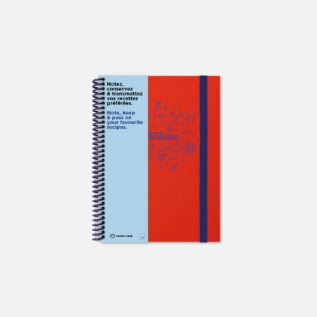 Carnet de Recettes Couverture Tissu - A5 173 Pages - Fabriqué à Paris