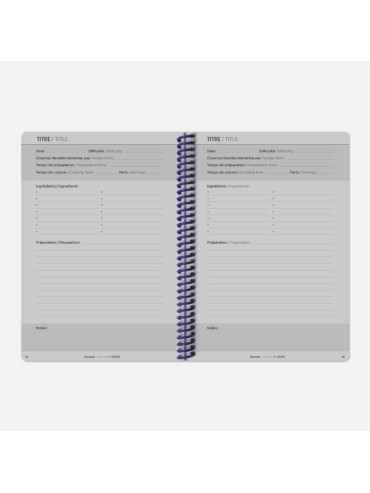 Carnet de Recettes Couverture Tissu - A5 173 Pages - Fabriqué à Paris