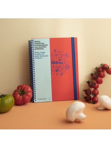 Carnet de Recettes Couverture Tissu - A5 173 Pages - Fabriqué à Paris